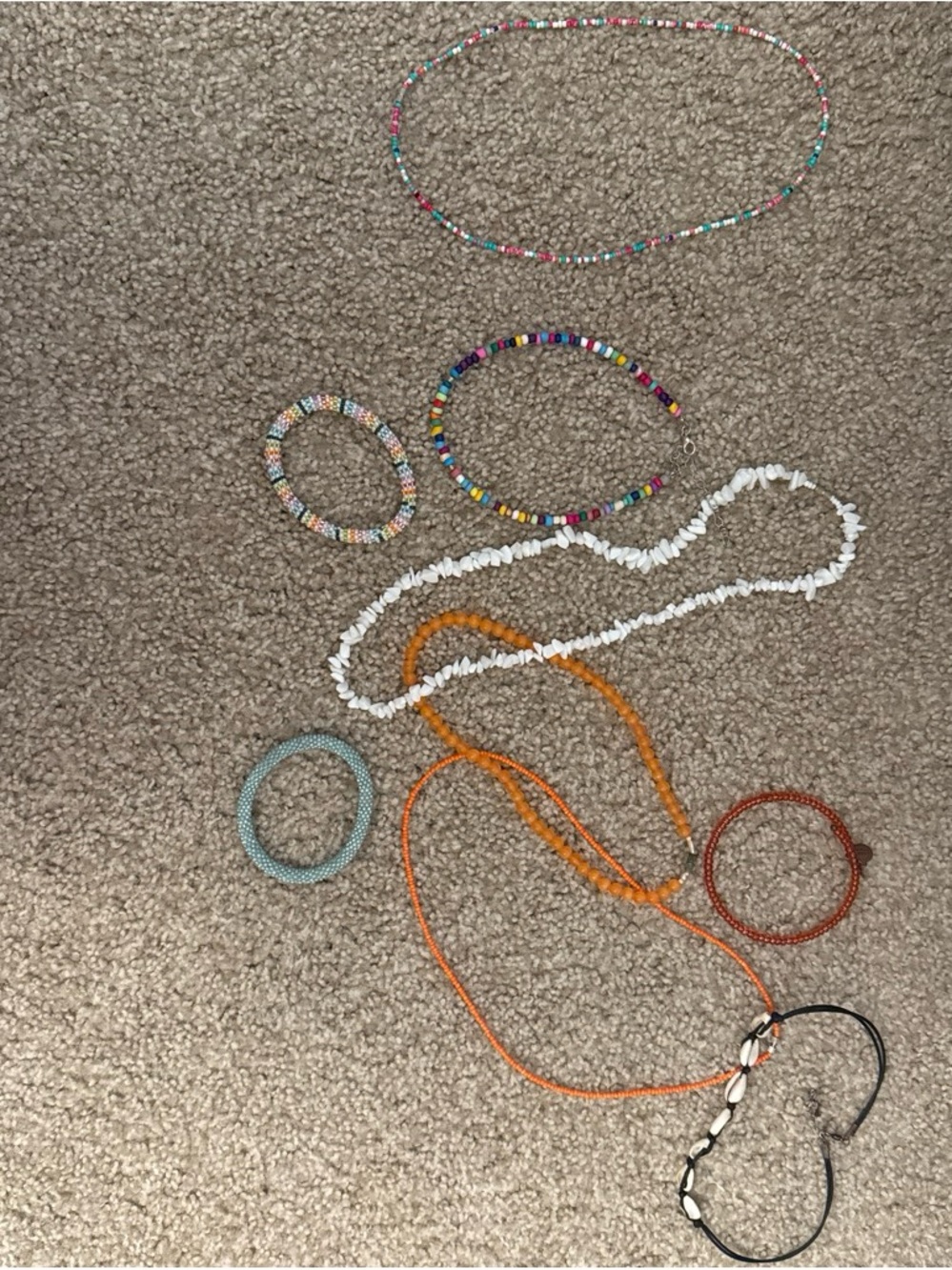 Multicolor & White Beaded Necklace and Bracelet - all included